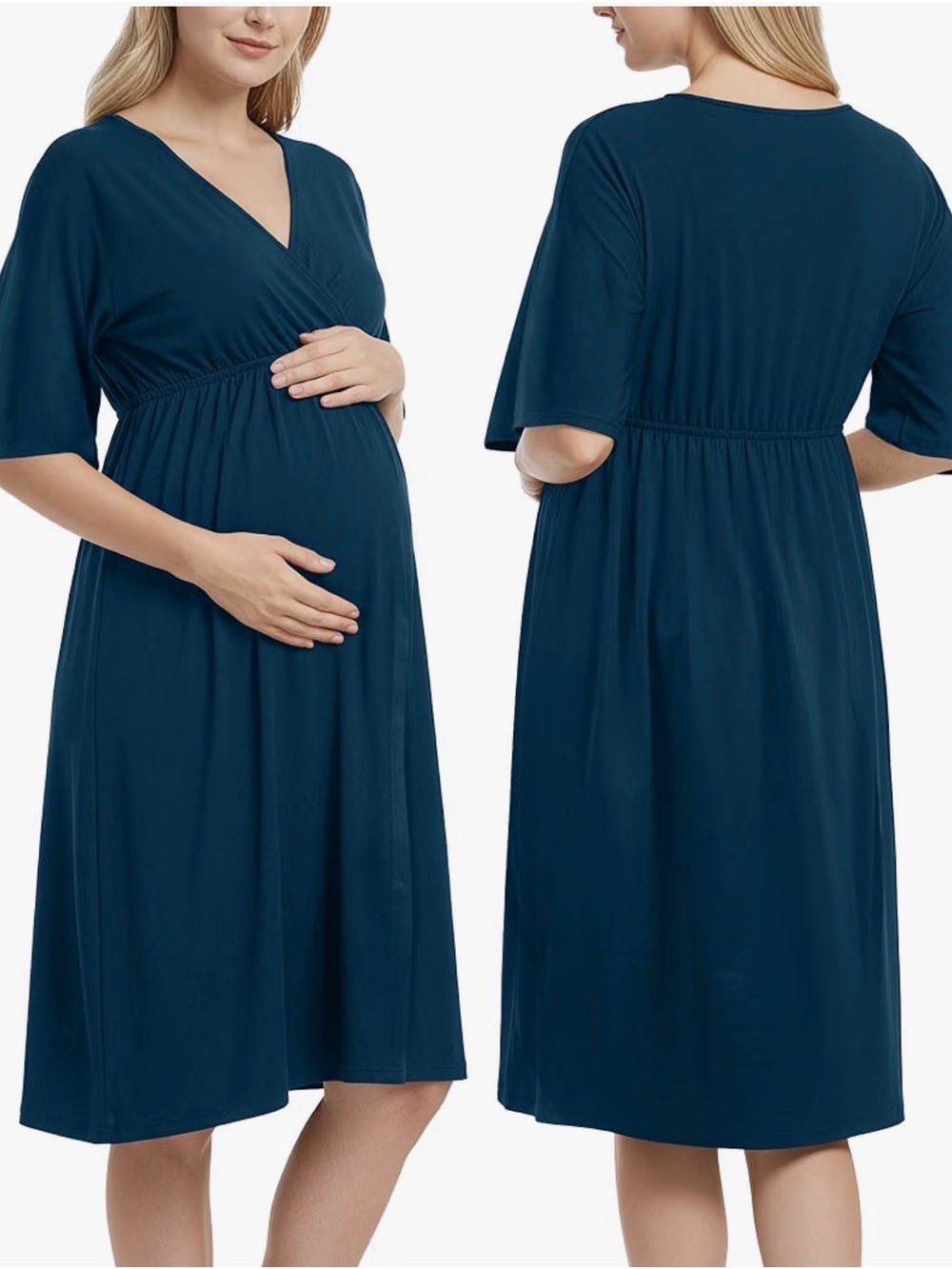 NY Threads Maternity Nursing Wrap Dress - Deep Teal Blue XXL